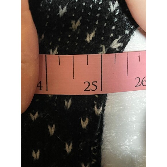 Vintage 80s Cropped Knit Sweater Black White Snowflake Stripe Dot Oversized M - Picture 9 of 9